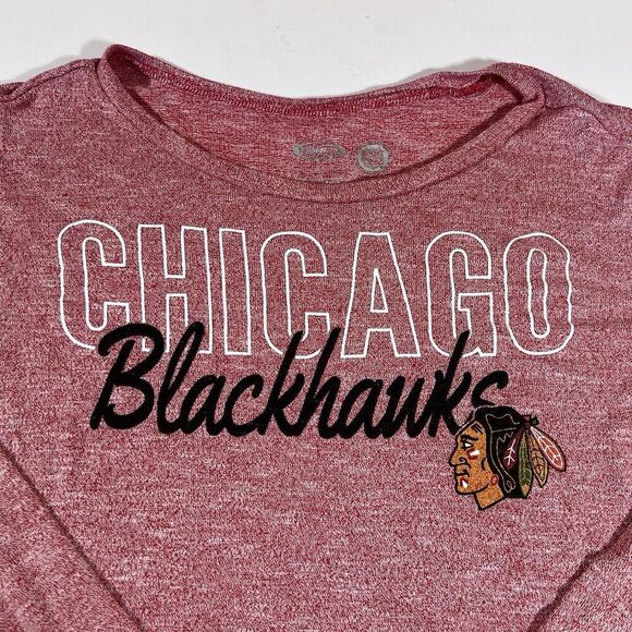 Chicago Blackhawks NHL Hockey Long Sleeve Pullover Off The Shoulder Shirt XL - Picture 3 of 6